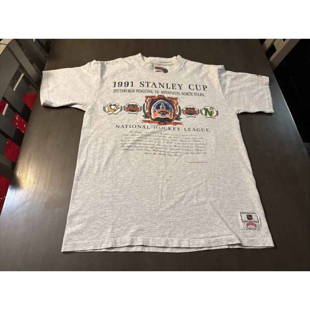 1991 STANLEY CUP FINAL T-Shirt Pittsburgh Penguins Minnesota North Stars Large